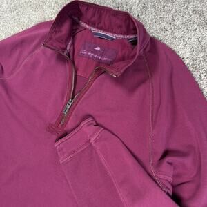 Tommy Bahama Sweater Mens Large Maroon Purple 1/4 Zip Up Pullover Sweatshirt